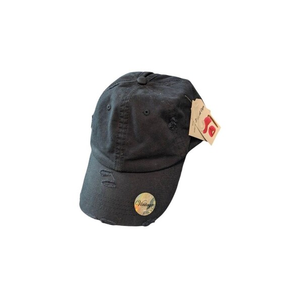 Unbranded Other - Vintage Style Distressed Black Baseball Cap